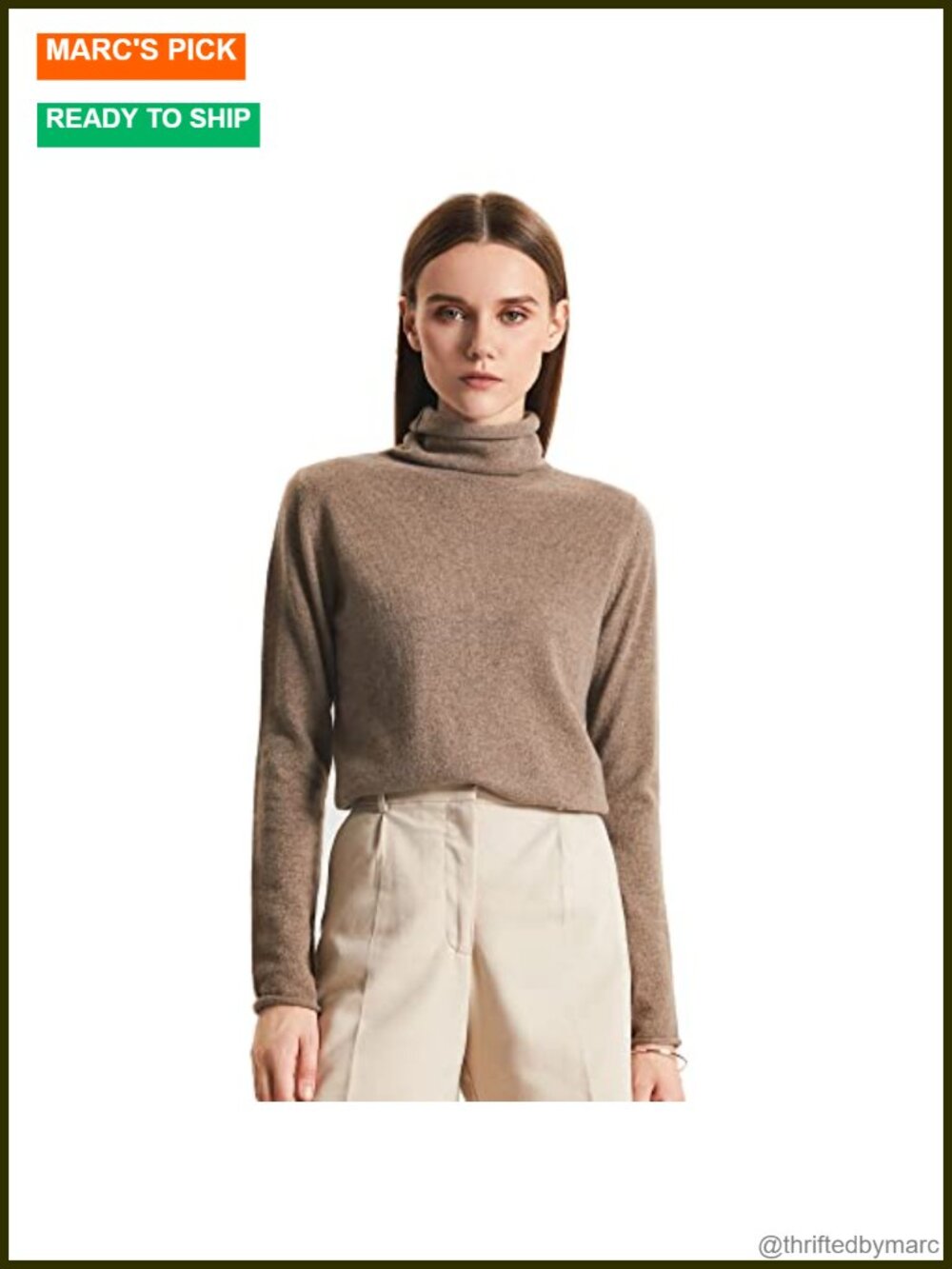 100% Cashmere Turtleneck Sweater Long Sleeve Pullover Loose Fit Women's Winter